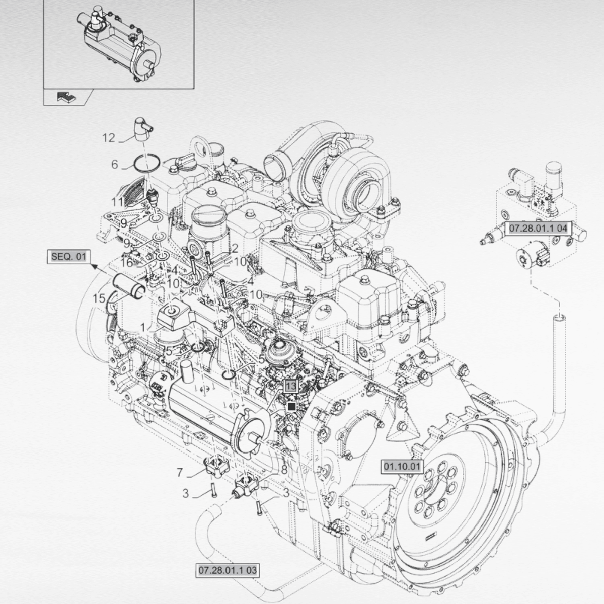 Pompa idraulica a ingranaggi per vendemmiatrici New Holland VN2080, VN240, VN260
